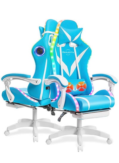 Buy Gaming Chair with Bluetooth Speakers and RGB LED Lights, Ergonomic Massage Video Game Chair, Computer Chair with Footrest, High Back Desk Chair with Lumbar Support in Saudi Arabia