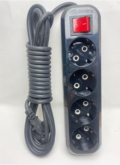 Buy 4-slot black connector, 5-meter wire length, Pixel brand, maximum load 3600 watts in Egypt