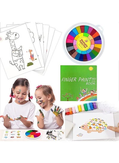 Buy 25 Color Finger Painting Kit，Washable Finger Drawing With Finger Paint Pad Finger Paint Book and 12 Pattern DIY Crafts Painting Toys,Easy Clean & Non Toxic Paint Toys For 3+Kids School Home in UAE