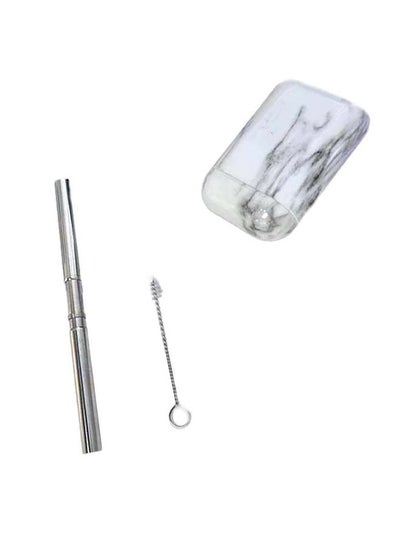 Buy Reusable Stainless Steel Straw With Cleaning Brush And Storage Box in Egypt
