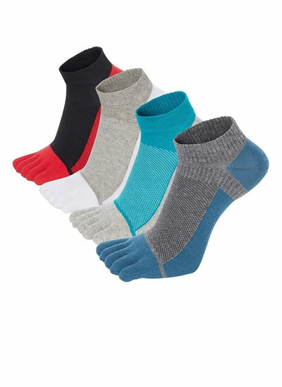 Buy Men's Toe Socks Crew Cotton Five Fingers Socks Low Cut Running Athletic Socks 4 Pairs Size 7-11 in Saudi Arabia