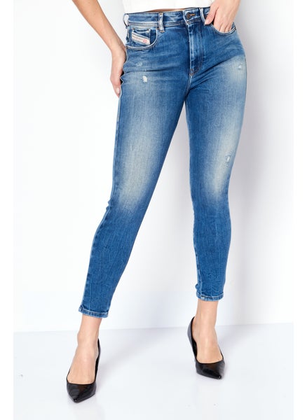 Buy Women Super Skinny Fit Washed Stretchable Jeans, Blue in UAE