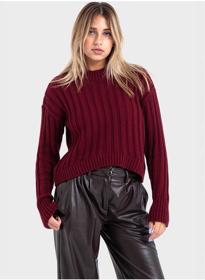 اشتري High Hip Ribbed Pullover في مصر