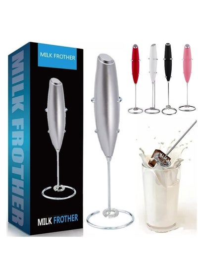 Buy Milk Frother Handheld With a special stainless steel holder, Foam Maker for Lattes, Whisk Drink Mixer for Coffee, Mini Foamer for Cappuccino, Frappe, Matcha And Hot Chocolate in UAE