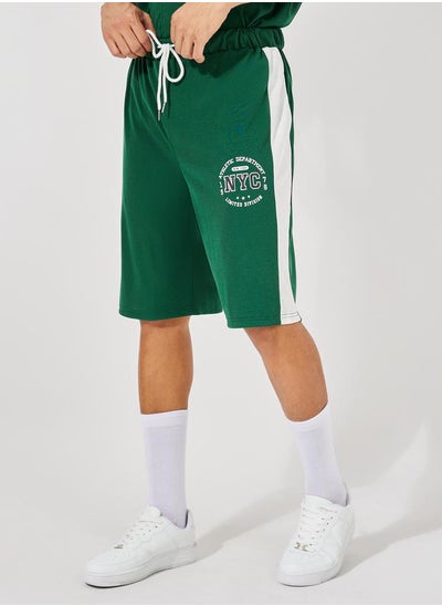 Buy Premium Waffle Knit Oversized Shorts with Logo Detail in Saudi Arabia