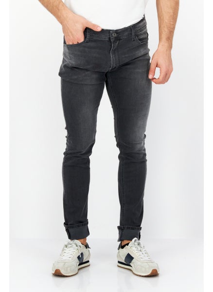 Buy Men Skinny Fit Lanny Washed Stretchable Jeans, Medium Grey in UAE