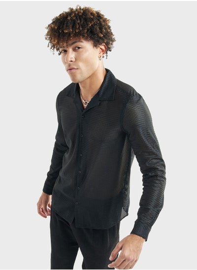 اشتري Textured Regular Fit Shirt في الامارات