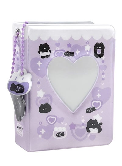 Buy 3 Inch Mini Photo Album, Heart Hollow Card Binder Album Kpop Holder with Pendant 40 Pockets (Purple Black Cat) in UAE