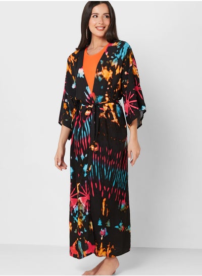 Buy Printed Tie Detail Coverup in UAE