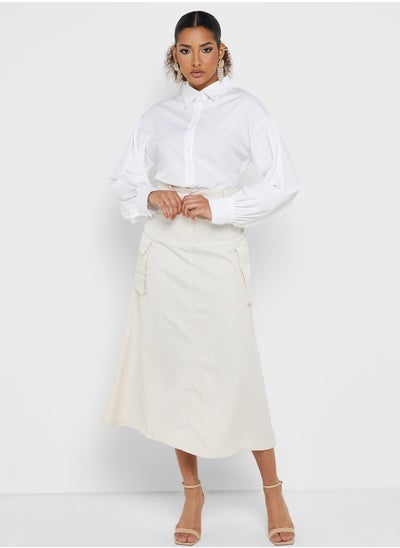 Buy Pocket Detail High Waist Skirt in Saudi Arabia