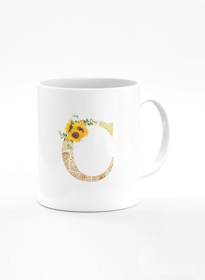Buy Stylizedd Designer Printed Coffee Mug 11oz Ceramic Personalised Gift Mugs Cup -Custom Monogram Initial Letter Floral Pattern Alphabet - C ( White ) in UAE