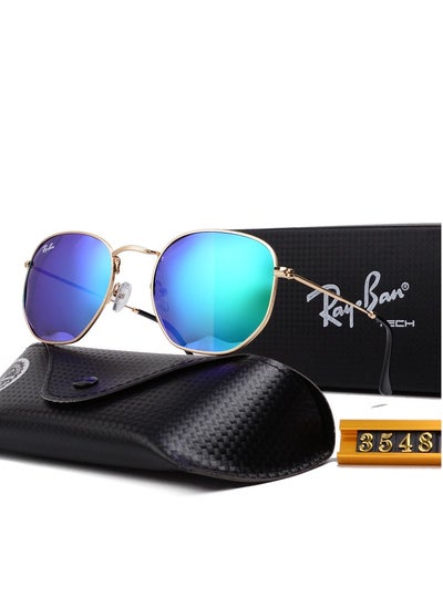 Buy Ray-Ban Fashion Pilot Polarized Lens Sunglasses Blue Lenses with Gold Frames for Men Driving Fishing in Saudi Arabia