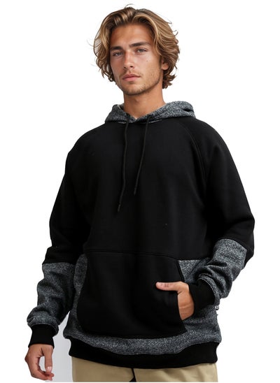 اشتري Solid Black Hoodie With Kangaroo Pocket في مصر