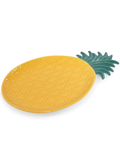 Buy Madagascar Serving Platter, Yellow & Green - 28x17 cm in UAE