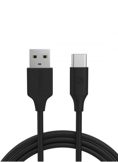 Buy Type-C charging cable, 120 cm, leather, black in Saudi Arabia