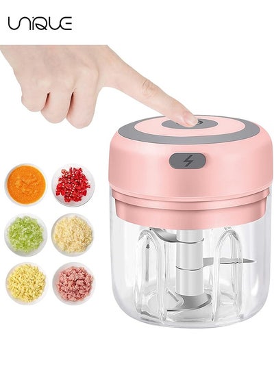 Buy Electric Mini Garlic Chopper, Portable Food Processor, Vegetable Chopper Onion Mincer, Cordless Meat Grinder with USB Charging for Vegetable, Pepper, Onion, Baby Food, Seasoning, Nuts (BPA-Free) in UAE