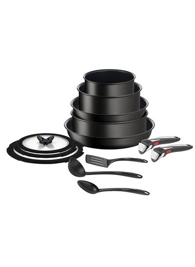 Buy Tefal13-Piece Cookware Set Includes Pans 24/28 Cm + Legs 16/20 Cm + Deep Pan 24 Cm + Glass Lids 16/20/24 Cm + 3 Spatulas (Spoon, Deep, Curved Spatula) + 2 Detachable Handles in UAE