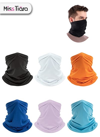 اشتري Outdoor Face Mask Neck Gaiter Headband Tube Bandana Ice Silk Viscose Fiber Elastic Scarf Sunscreen Balaclava Wicking Face Mask Dust Sun UV Protection Fishing Hiking Set of 6 في الامارات