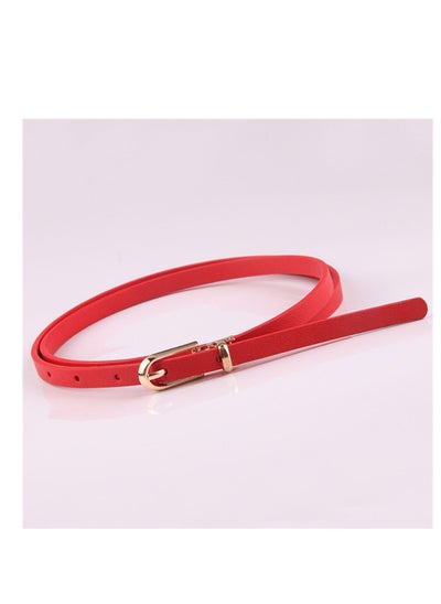 اشتري Dress With Sweater Thin Belt Women's Versatile Needle Button PU Small Belt 105cm Red في الامارات