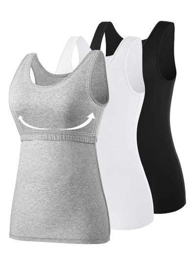 Buy Bundle Of (3) Tank Tops For Women Built In Bra Shelf Bra Tanks Layering Undershirts in Egypt