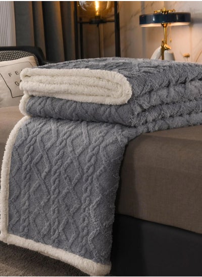 اشتري Home Thick Bed Blanket Double-sided Lamb Cashmere Fleece Plaid Blanket Winter Warm Throw Sofa Cover Newborn Wrap Baby Bedspread في الامارات