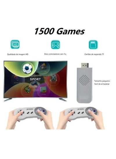 اشتري 4K HD video game console, dual 2.4G wireless controllers, plug-and-play video game stick, built-in 1500 games, retro handheld game console في السعودية