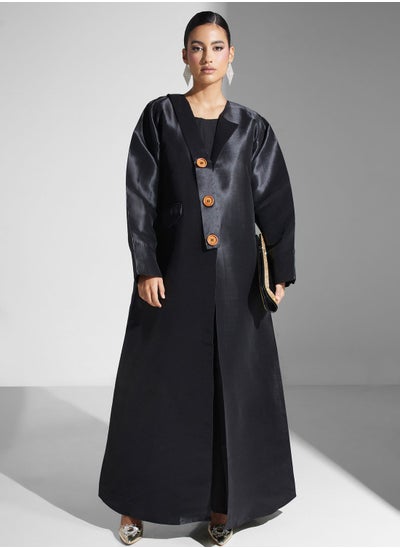 Buy Pocket Detail V-Neck Abaya in Saudi Arabia