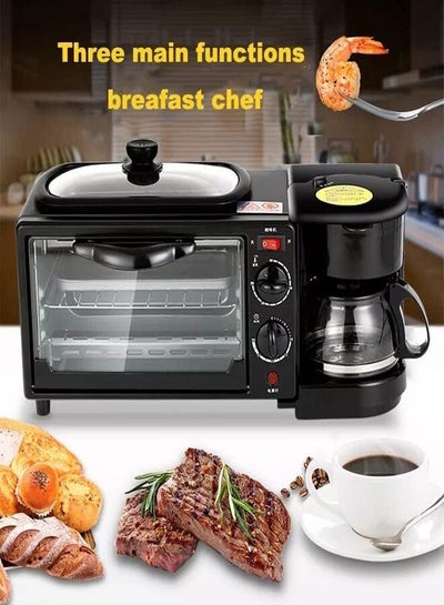 Buy 3 In 1 Electric Oven Breakfast Maker Coffee Maker Multi-Functional Make Coffee Toast Fried Eggs 3 In 1 Breakfast Maker in UAE