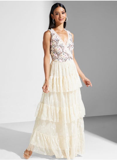 اشتري Embellished Ruffle Detail Dress في الامارات