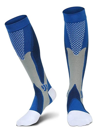 Buy 1 Pair Compression Socks For Men Athletic Football Socks for Run Basketball Soccer Travel XXL Blue in Saudi Arabia