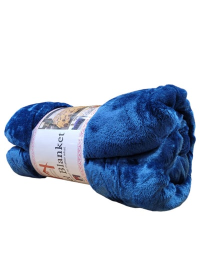 Buy Fleece Blanket 200x240 Cm Double Soft Fluffy Blanket Warm For Sofa And Bed Easy To Carry Navy Blue Color in UAE