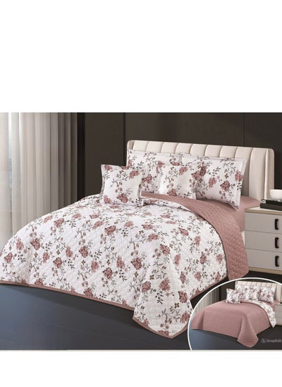 Buy Floral compressed double quilt set, 6 pieces, size 230 * 250 cm in Saudi Arabia