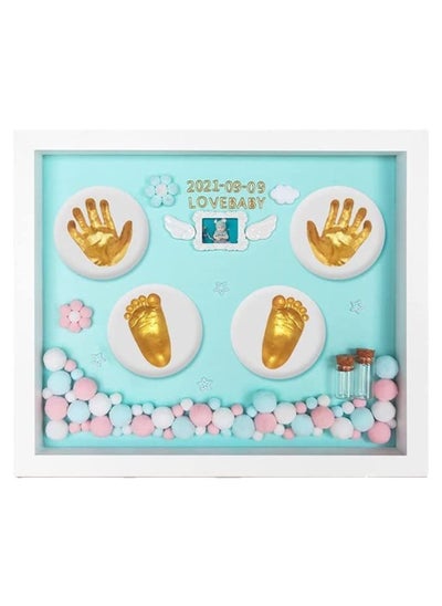 اشتري Baby Footprint Kit, Baby Handprint Footprint Keepsake Kit, Gifts Photo Album Decorations Handprint Memorial Set, Unique Ornament for for Baby Boy Girl, Baby Nursery Memory Art Kit Frames(BLUE) في السعودية