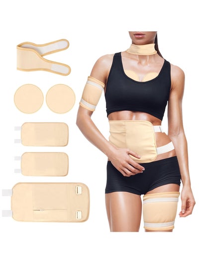 Buy 6 Piece Reusable Organic Cotton Pack Kit Adjustable Elastic Strap Compress Packs Castor Oil Pack Wrap for Neck Waist Chest Knee Women in Saudi Arabia