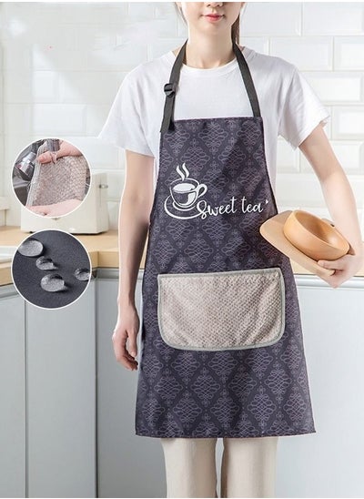 Buy Adjustable Kitchen Apron With Pockets,Waterproof Oil-proof Cooking Aprons With Paste In type Hand-Wiping Towel,Kitchen Chef Apron in Saudi Arabia