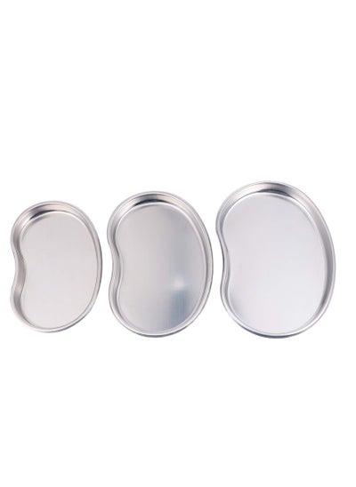 اشتري 3Pcs Kidney Tray Stainless Steel Emesis Basin Kidney Shaped Metal Kidney Dish Tattoo Flat Tray Plate for Soiled Dressing Waste في الامارات