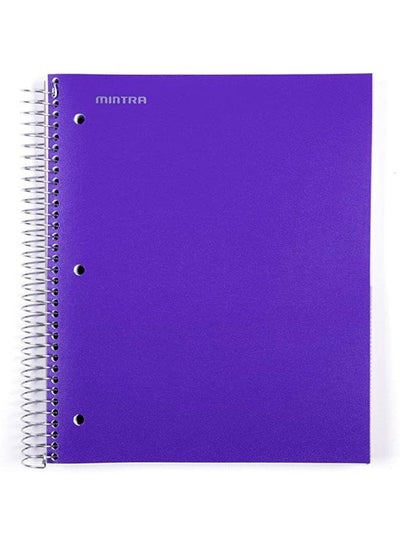 Buy Mintra Office Durable Spiral Notebooks, 5 Subject, 200 Sheets,Poly Pockets, Moisture Resistant Cover, School, Office, Business, Professional (Purple, College Ruled 1pk) in Egypt