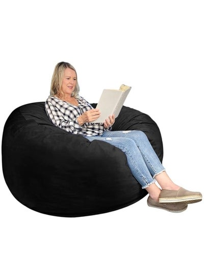 Buy COMFY ULTRASOFT CLASSIC BLACK VELVET ADULT BEAN BAG WITH VIRGIN FILLING in UAE