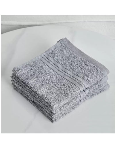 اشتري ARIIKA Plaza Grey Face Towels Soft, Absorbent, Stylish, Durable, Easy Care - Set of 4 في الامارات