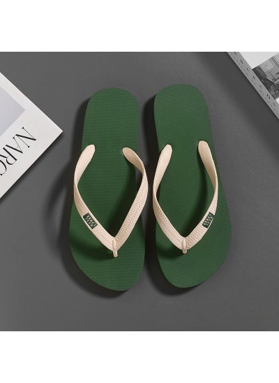 اشتري 2023 Mens Summer Slides Non-slip Sport Sandals Beach Flip-Flops 2588 Green beige في الامارات