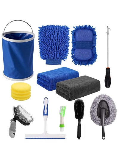 Buy 15Pcs Car Wash Cleaning Kit,Car Interior Detailing Tools,Vehicle Washing Set,Wash Mitt Sponge Towels Tire Brush Window Scraper Duster Complete Interior Exterior Car Detailing Set in UAE