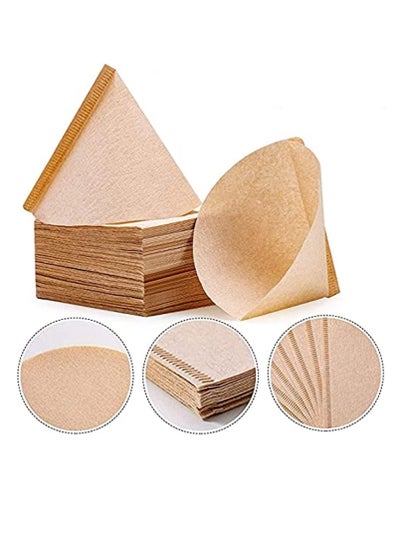 اشتري 100Pieces Coffee Filter Paper, Disposable V60 Cone Brown Paper, Barista Tools Home Coffee Maker Coffee Filters for Pour Over Coffee 1-4Cups في الامارات