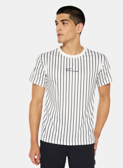 Buy Stripe Relaxed Crew Neck T-Shirt in UAE