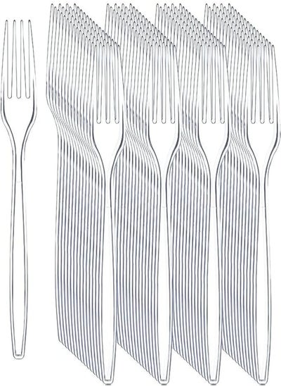 Buy Clear Plastic Forks - Heavyweight Disposable Forks - 6.7inch Heavy Duty Clear Cutlery - Plastic Utensils - Perfect for Parties and Restaurants (25) in Egypt