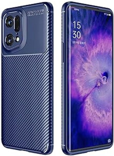 Buy Suitable for OPPOfindx5 Mobile Phone Case Full Cover Beetle Cover,Delicate Texture TPU Material Business Style Stripe Back Cover (Blue) in Egypt