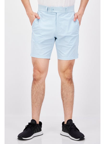 Buy Men Regular Fit Plain Basic Shorts, Light Blue in UAE