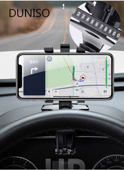 اشتري 3 in 1 Phone Mount for Car Dashboard With Number Card 360 Degree Rotation Dash Mount Cell Phone Holder Rearview Mirror Car Phone Holder Suitable for All Cell Phone في الامارات