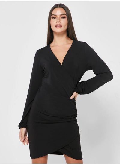 Buy Surplice Neck Wrap Dress in Saudi Arabia