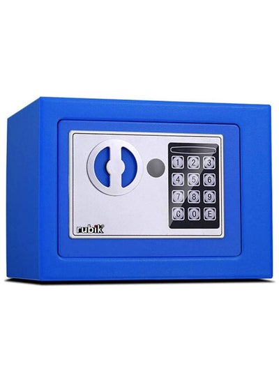 Buy Mini Electronic Digital Security Safe Deposit Box With Electronic Keypad Lock and Physical Key For Home Office Hotel Jewelry Passport Watches Cash Storage (Blue) in UAE