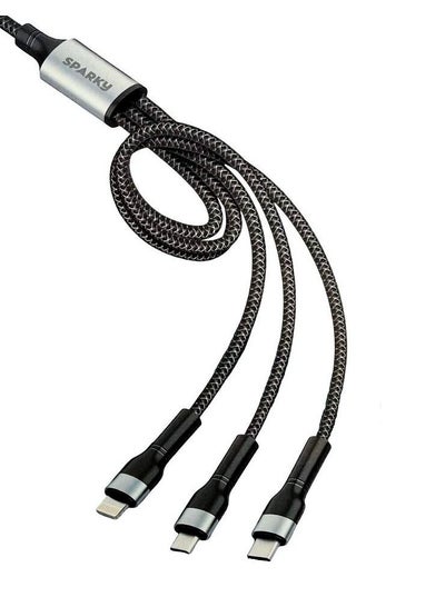 Buy 3-in-1 Fast Charging and Data Transfer Cable with Micro USB Connector, Lightning Connector and Type-C Connector 1.2M Length in Saudi Arabia